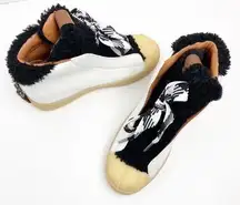 COACH Leather Colorblock High-Top Platform Wedge Shearling Boot Sneakers Size 6