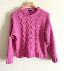 AMERICAN EAGLE Womens Small Pink‎ Cable Knit Chenille Chunky Barbiecore Sweater