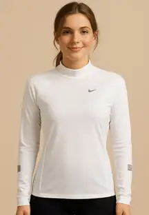Nike Women's White Dri-Fit Long Sleeve Turtleneck Performance Top Sweater SZ: S