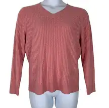 Designers Originals Size XL Sweater Cable Knit V Neck Pullover Pink Barbiecore