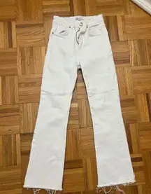 Zara Midrise White Cropped Flare Jeans 00