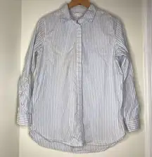 Joe Fresh striped button down dress shirt size large blue white stripe cotton