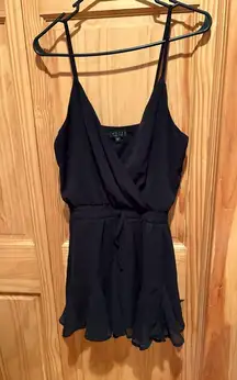 Trixxi Black Flowy Tie-Front Crossover Romper