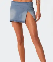 Edikted Katrina Slitted Denim Mini Skirt