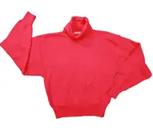 Obermeyer Sport Vintage 80s Pink Turtleneck Sweater Wool Blend size Medium Retro