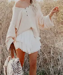 NWT Boho Ruffle High Waist Tiered Crochet Skort - XS