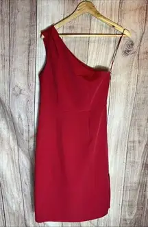 Womens Red Medium 6 Express Dress Casual Party One Shoulder Zip Pull Over ￼
