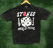 The Rolling Stones World Tour 1972 Rock Band Mineral Wash T-Shirt Size Extra Large