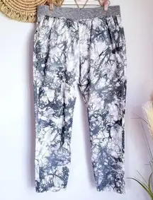 CAbi, Marble Grey White Tie Dye Cotton Jogger Style Pants, Size Medium