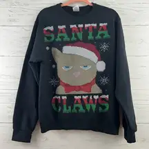 Jerzees  Santa Claws Cat Crew Neck Sweatshirt Size S