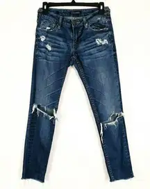 Vigoss Jager Medium Wash Ripped Distressed Low Rise Skinny Jeans