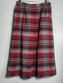 PENDLETON 100% Virgin Wool Pleated Tartan Midi Skirt Size 10 Made in USA Holiday