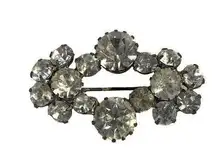 Vintage Silver Tone Rhinestone Sparkly Brooch