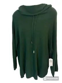 Workshop Republic Plus Size Top NWT Ladies 1X Emerald Green Cowl Neck Sweater