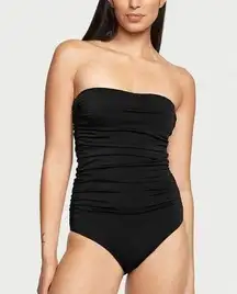 NEWPORT NEWS Women’s Black Mesh Bandeau One-Piece Swimsuit Sz 6