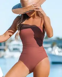 Cupshe Sandy Shirred Strappy Cutout One Piece Swimsuit