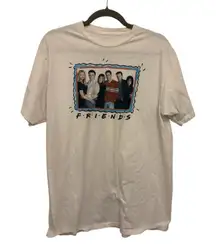 Friends Retro Cast Graphic Tee White Y2K Nostalgia TV Fan T-Shirt XL