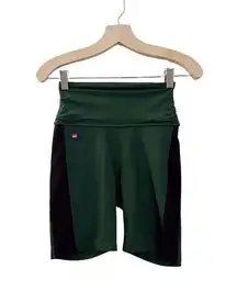 Aviator Nation Color Block Bike Shorts Speed Forest Green Black High Waisted