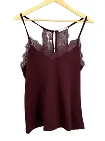 Burgundy Lace Trim Cami Romantic Dark Academia Going Out Date Night Y2K Medium