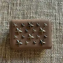 JIMMY CHOO Star Studs Trifold Wallet Purse Leather