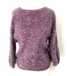 NWT Nine West Fuzzy Soft Brushed Knit Pullover Sweater Purple Sz M