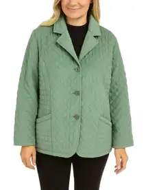 Cabela's Green Collared Quilted Line Button Up Jacket Pockets Size XL