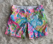 Lilly Pulitzer Women's Jayne Chino Shorts Size 0‎ Lovers Coral Print New