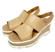 Sorel Joanie III Womens Size 9 Beige/White Slingback Platform Wedge Sandal