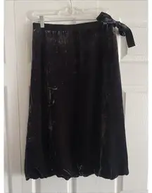 Garnet Hill Women's 8 Dark Purple Gray Velour Midi Skirt Bubble Hem Lagom Witchy
