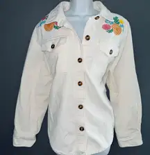 Disney Vintage Pixar  Coco Corduroy Shirt Button Up Cream White Jacket Womens XL