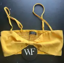 White Fox Boutique Yellow Bow Crop Top Size Small