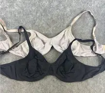 Lot 2 Olga GI8961A Cloud 9 Full Figure Lace Trim Minimizer Bras 36C Black Nude