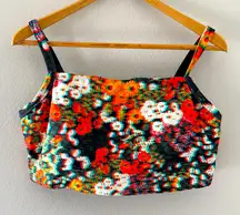 Aerie Offline Fuzzy Floral Print Strappy Sports Bra Size XL