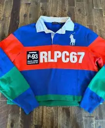 Ralph Lauren rugby cropped long sleeve shirt size small large pony