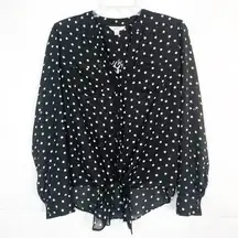 Candie's Womens Top Medium Polka Dot Tie Front Flowy Relaxed Casual Party Event