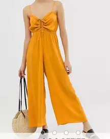 ASOS DESIGN cami jumpsuit with gathered bodice detail mustard size 10