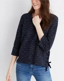 Madewell Navy & White Striped Side Lace Up Sweater