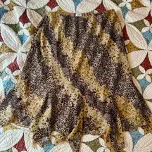 Vintage Y2K CATO leopard print fairycore midi skirt with ruffle hem