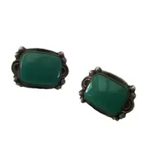 Vintage Morales Medrano Sterling Silver 925 Rectangular Srew Back  Earrings