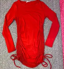 COPY - Persaya Red Long Sleeve Ruched Dress