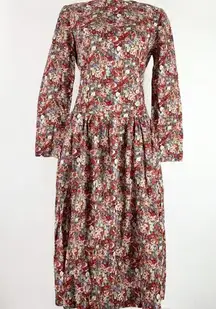 Handmade Size Medium Dress Cottagecore Floral Long Sleeve Modest Fit & Flare