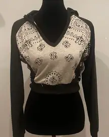 Black and grey  Women's cropped  Hoodie