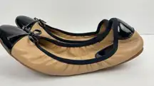 Michael  Juliette Nude Black Leather Ballet Flats Size 7