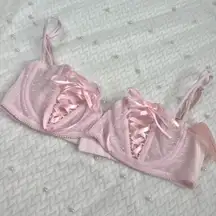 Sophie B Pink Reworked Bra With Satin Ribbon