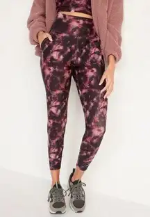 Old Navy High Waisted Powersoft 7/8 Length Red Tie Dye Joggers Size S