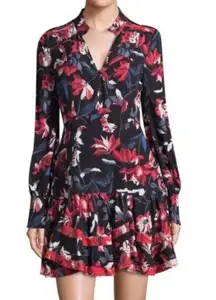 TANYA TAYLOR | 100% Silk Floral Poppy Tulip Print Dress Sz 4