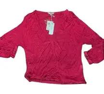 Women's NWT Lucky Brand soft red wrap long sleeve top fall extra small