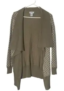 Carmen Marc Valvo Women's Open Front Wool Blend Cardigan Sweater Taupe S