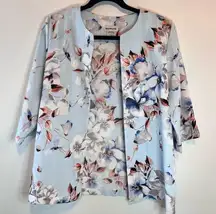 BonWorth Cardigan Open Front 3/4 Sleeve Floral