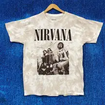 Nirvana White/Beige Tie Dye Graphic T-Shirt Size Large